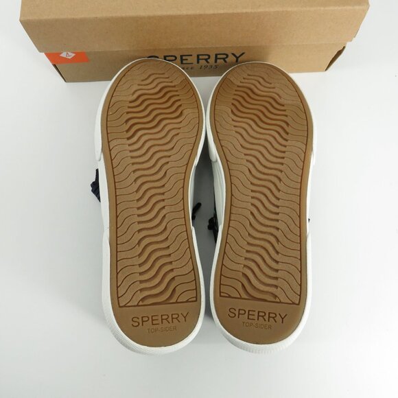 Sperry Womens Navy Canvas Sneakers Patterned Details White Soles Size 6.5 NEW - Picture 2 of 7